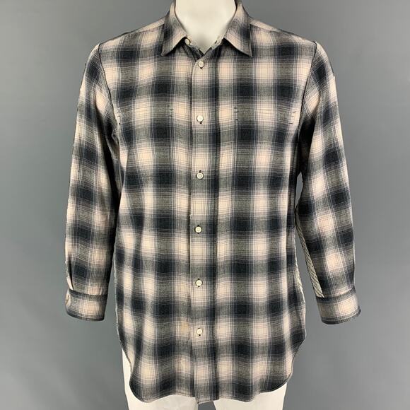 TAKAHIROMOIYASHITA Size One Size Grey Cream Plaid Oversized Long Sleeve Shirt
